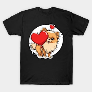 Pomeranian Heart Balloon - Valentines Day T-Shirt